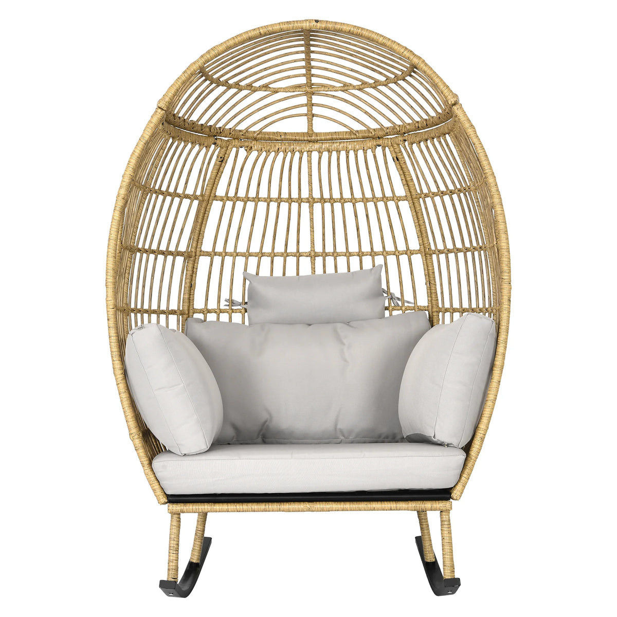 Grey Oversized Wicker Egg Rocking Chair L68915