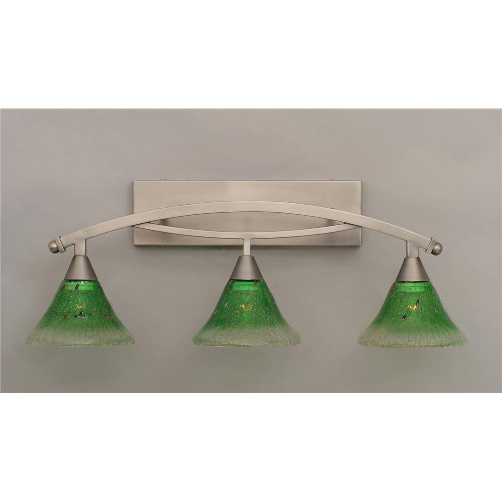 Three Light Bath Bar Brushed Nickel Finish with Kiwi Green Crystal Glass J5969