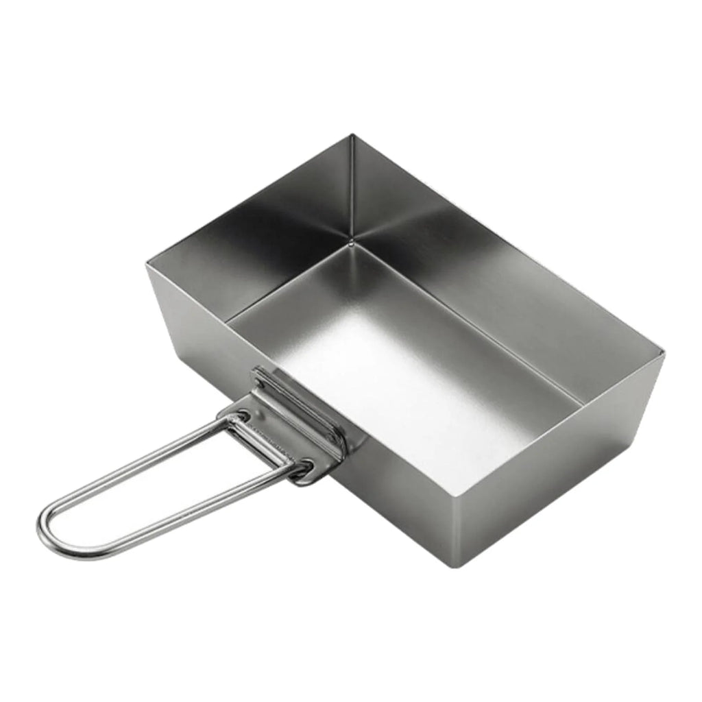 Stainless Steel Frying Pan Camping Pot with Lid Foldable Handle Cookware T214