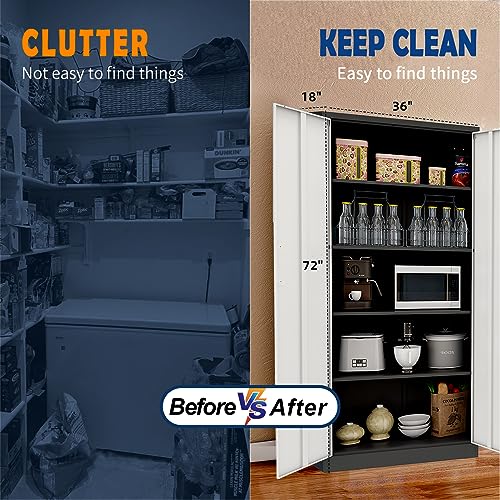 Metal Garage Storage Cabinet with 2 Doors and 5 Adjustable Shelves J780715