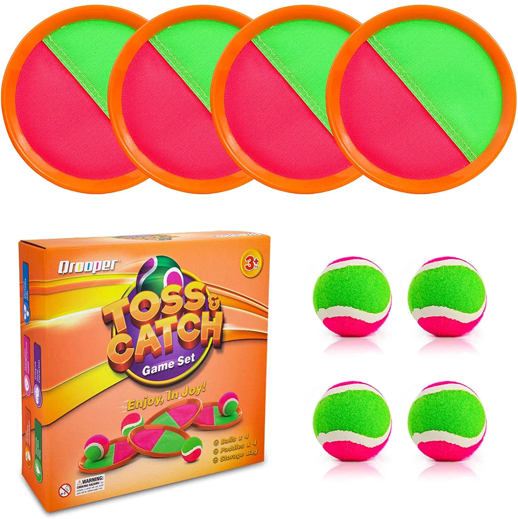 Toss and Catch Game Set with Paddles Balls and Storage Bag J943771