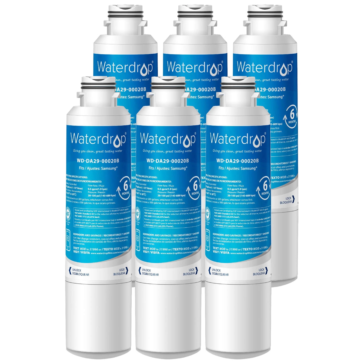 Refrigerator Water Filter, 6 Filters T2092