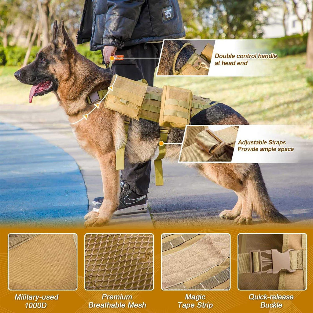 Tactical Dog Harness with Pouches P36071