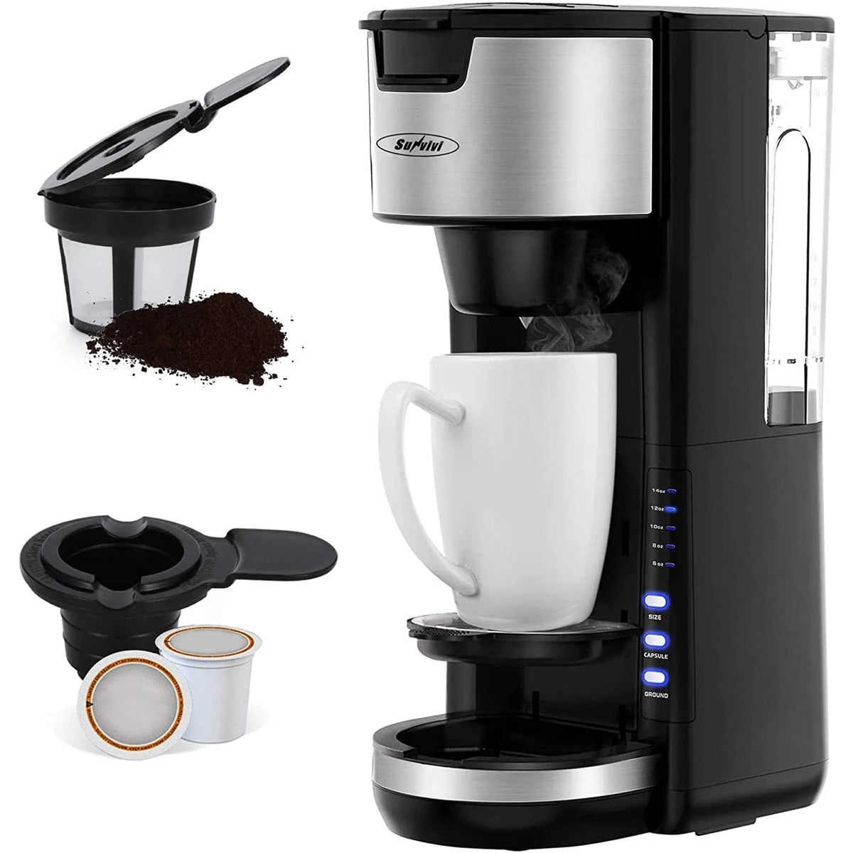 Single Serve Coffee Maker with 30 oz Removable Reservoir M50742