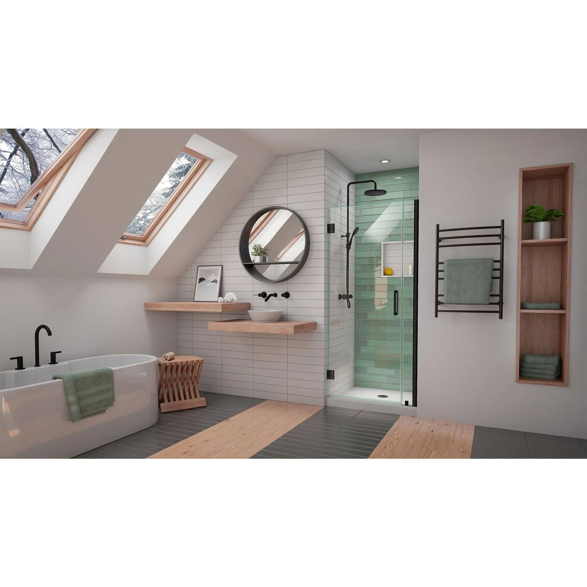 Satin Black Frameless Hinged Shower Door K5027