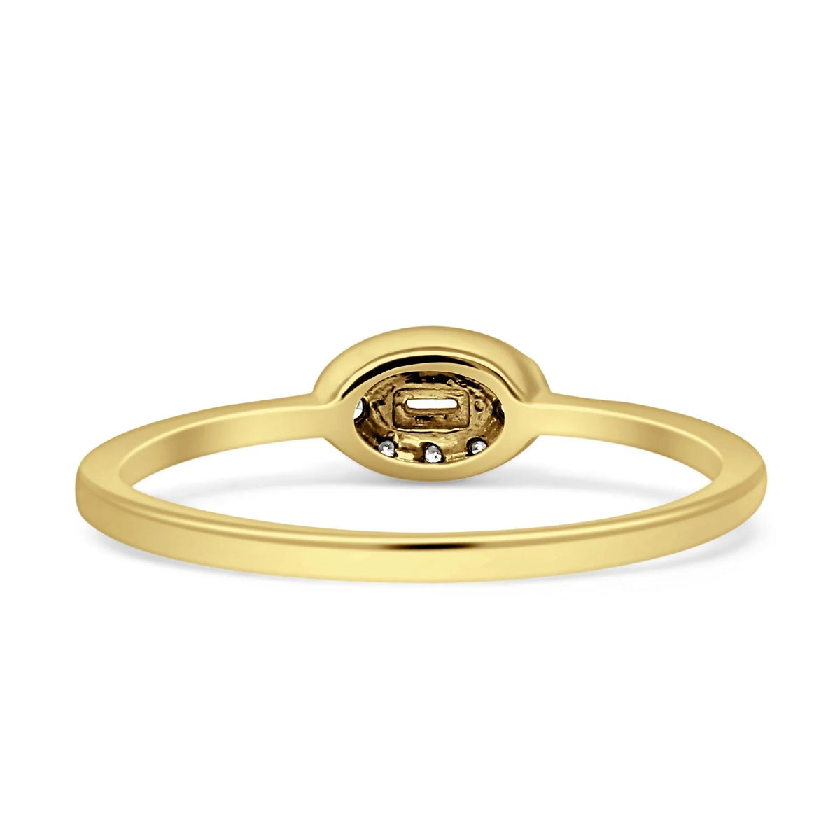 Oval Diamond Halo Ring 14K Yellow Gold 0.15ct O4039