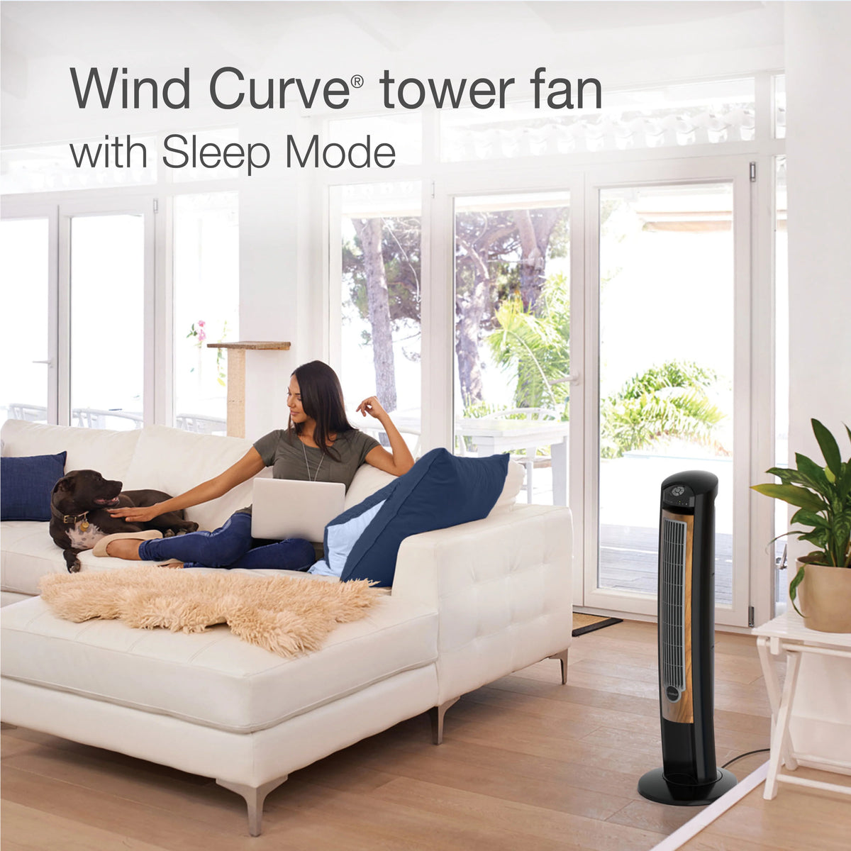 Black Brown Tower Fan with Remote Control I61412