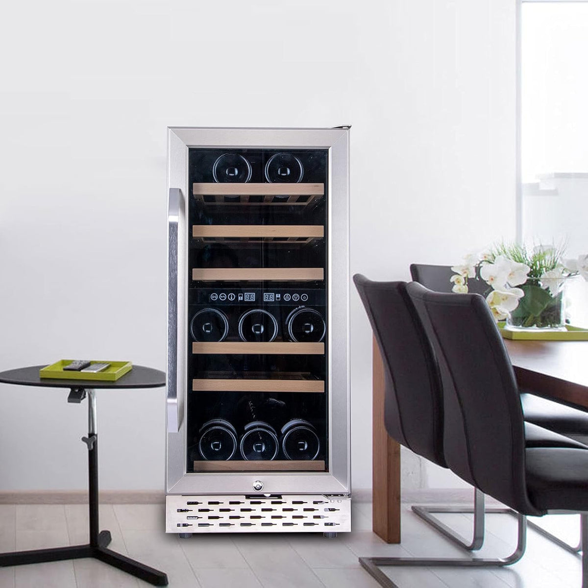 32 Bottle Dual Zone Wine Cooler Refrigerator with Glass Door U66623