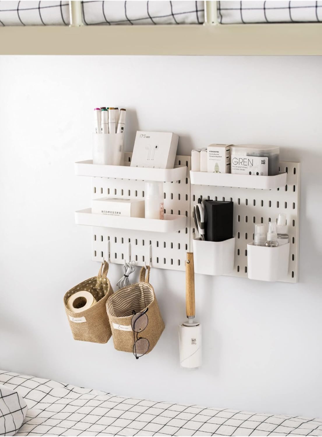 Pegboard Wall Organizer Kit 4 Boards 14 Piece Accessories 22x22 White Pack of 2 P31728