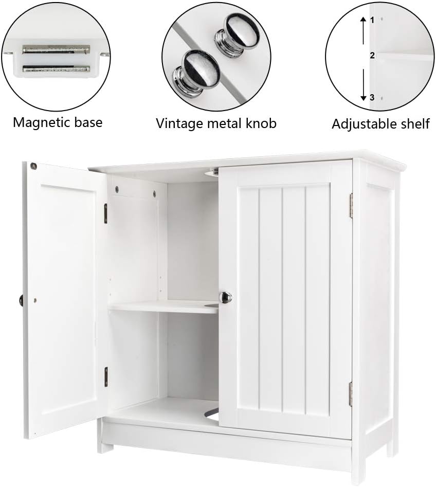 Free Standing Waterproof Wooden Bathroom Floor Cabinet with 2 Doors Q200