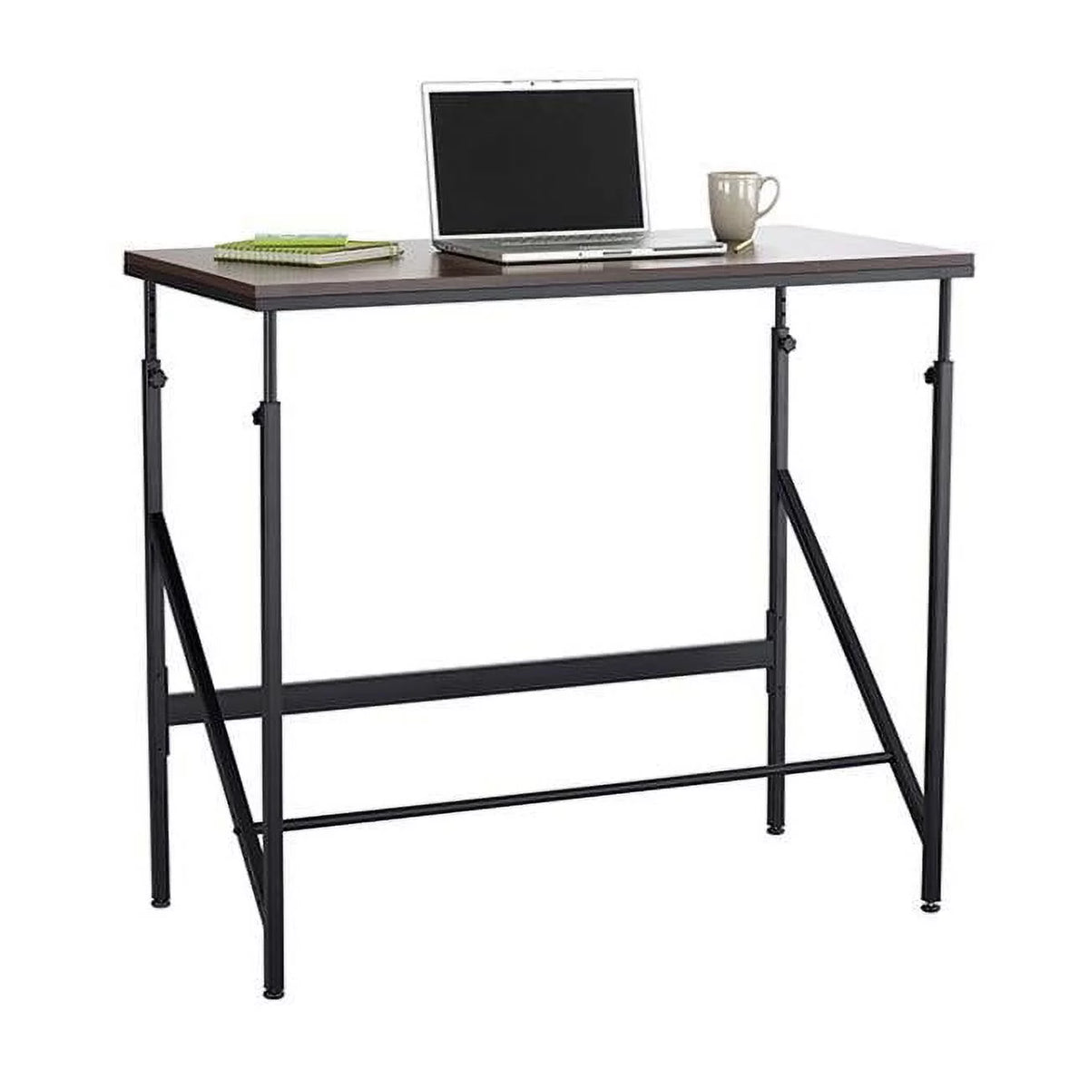 Standing Height Desk, Walnut & Black M4238