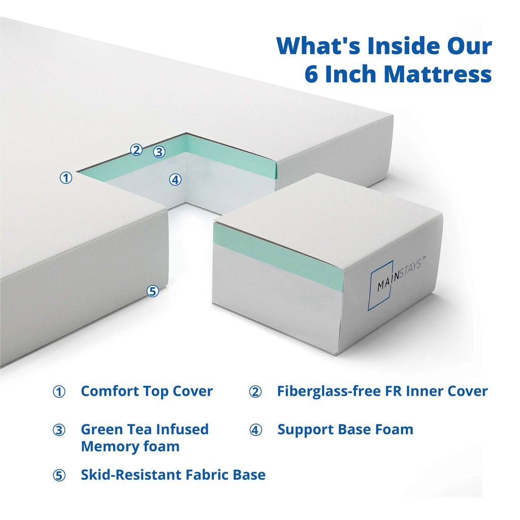 6” Green Tea Infused Memory Foam Mattress, Twin K768