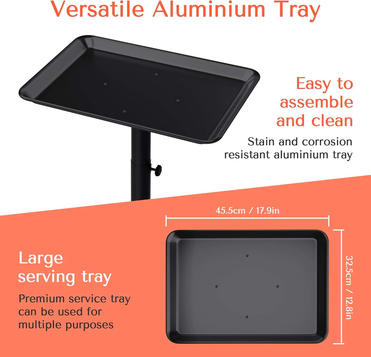 Black Adjustable Salon Tray on Wheels B959