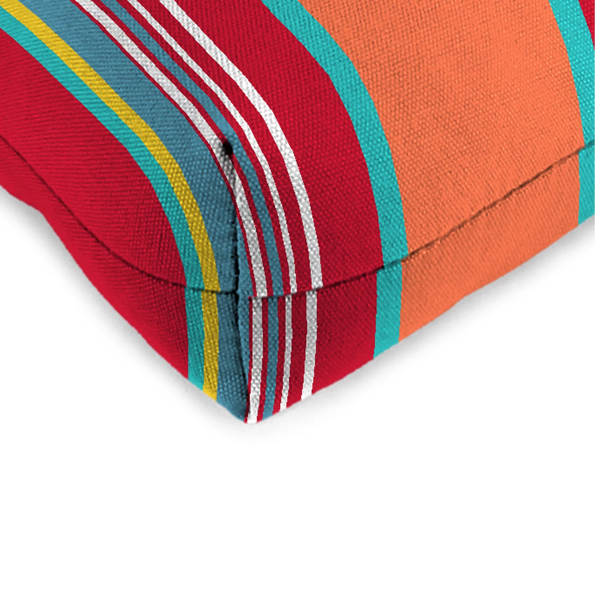 Mulberry Red Stripe Square Tufted Outdoor Wicker Seat Cushion 2 Pack B560