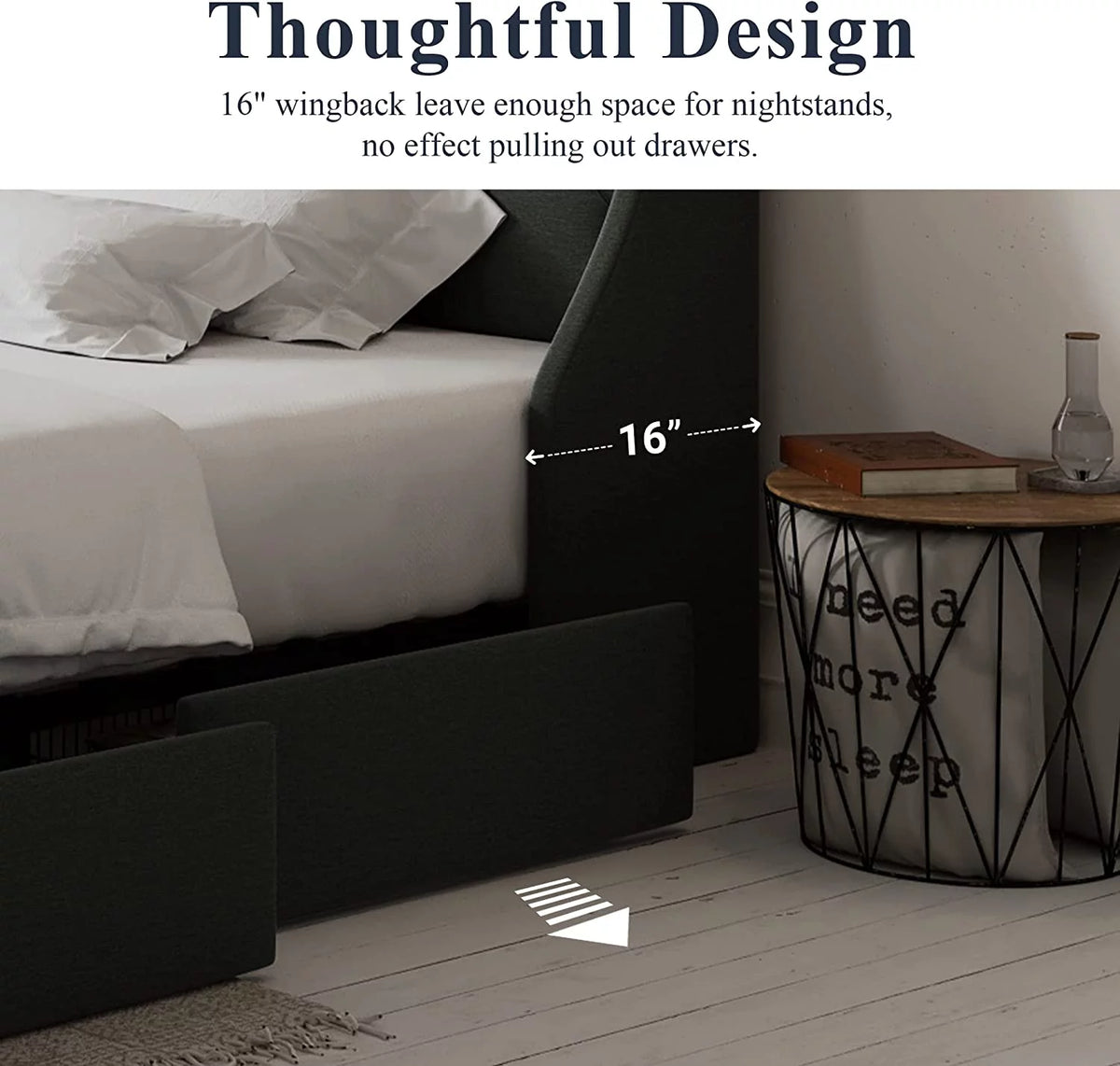 Queen Size Bed Frame with 4 Storage Drawers H320