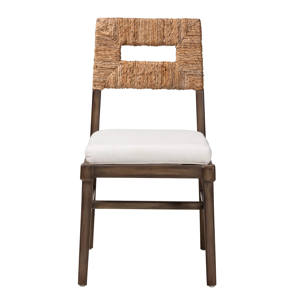 Dark Brown Mahogany Wood and Rattan Dining Chair L817372
