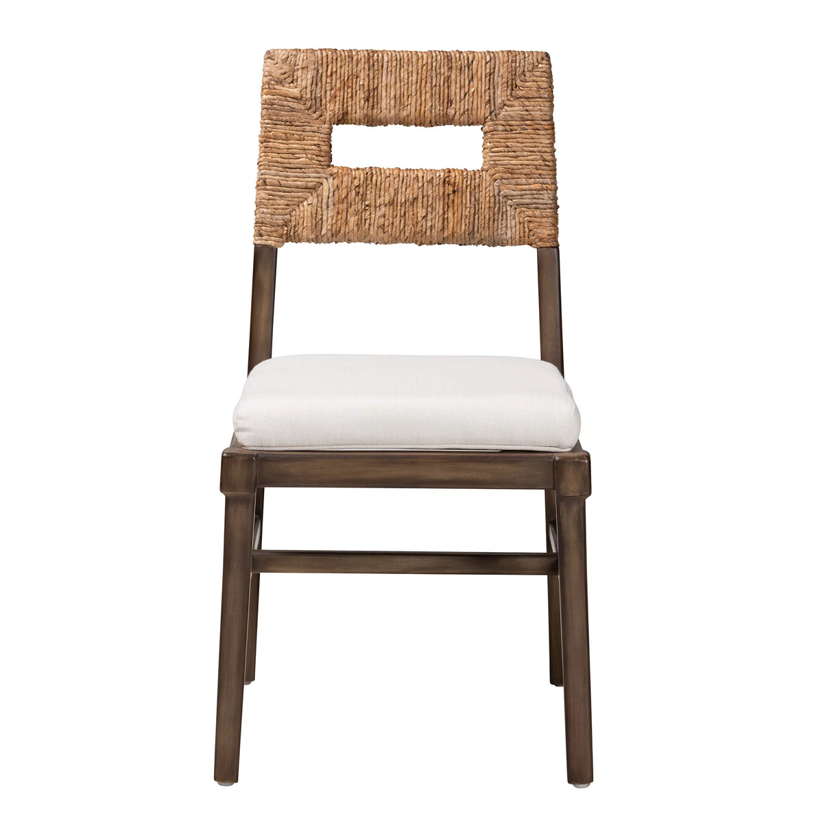 Dark Brown Mahogany Wood and Rattan Dining Chair L817372