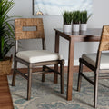 Dark Brown Mahogany Wood and Rattan Dining Chair L817372