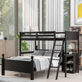 Twin Over Full Wood Loft Bunk Bed with Cabinet L56891