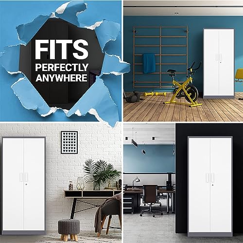 Metal Garage Storage Cabinet with 2 Doors and 5 Adjustable Shelves J780715