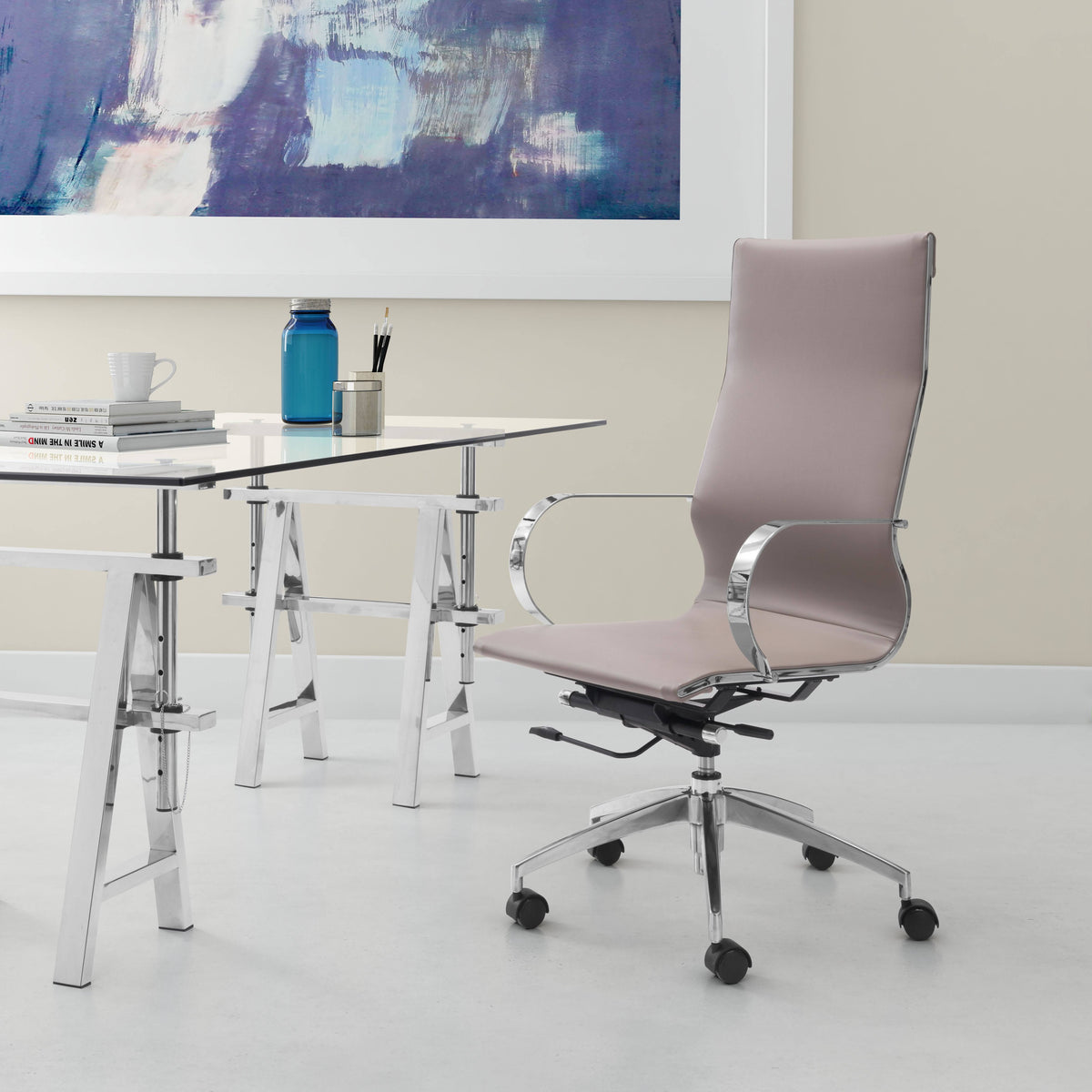 Taupe Glider Hi Back Office Chair S764284
