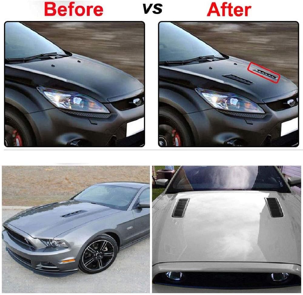 Car Hood Vent Louvers Air Flow Intake Side Scoop Black F9616