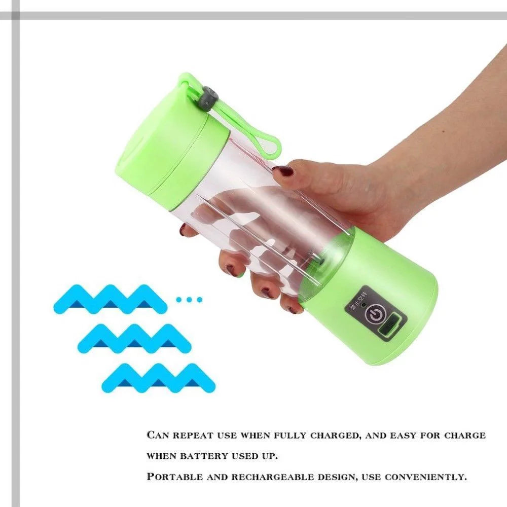 Green 380ml Portable USB Rechargeable Blender X39055