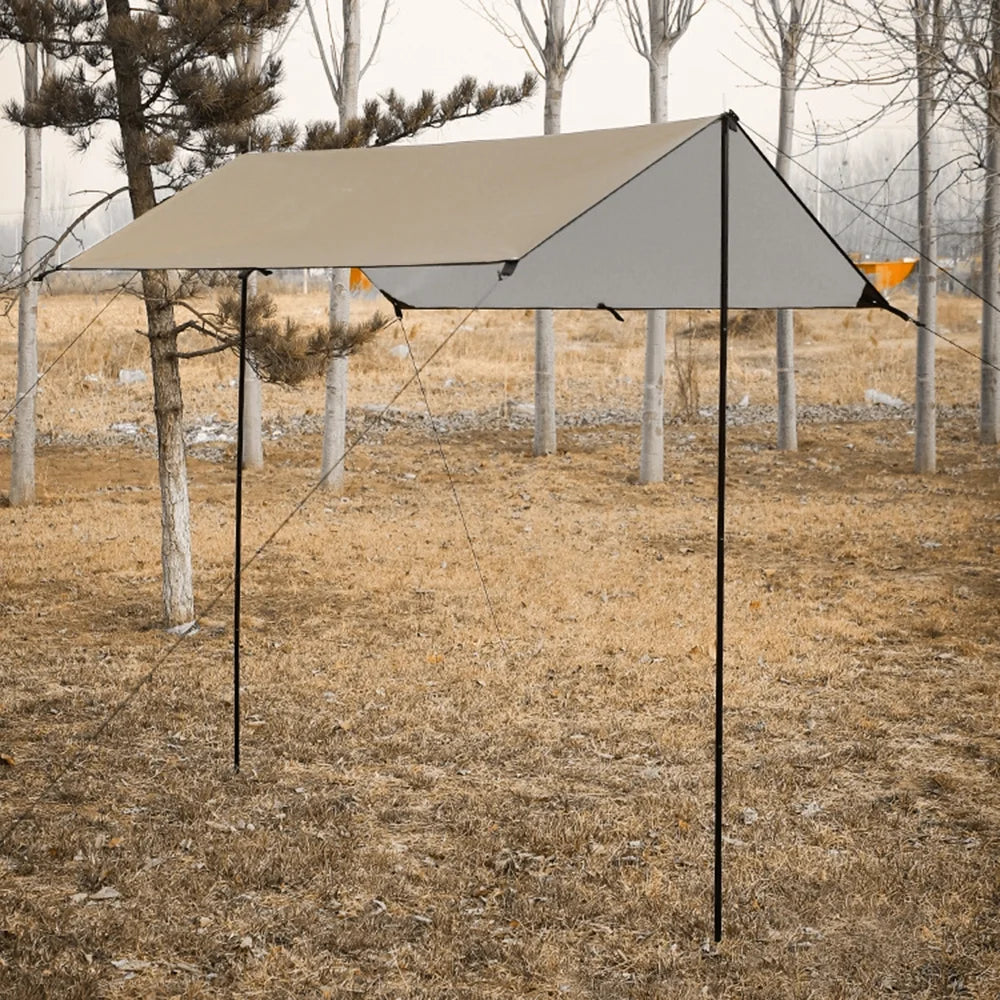 Camping Awning Tarp with Poles Waterproof Sun Shade F377