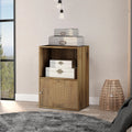 Antique Particle Board Two Layers Storage Cabinet with PE Rattan Door K380436