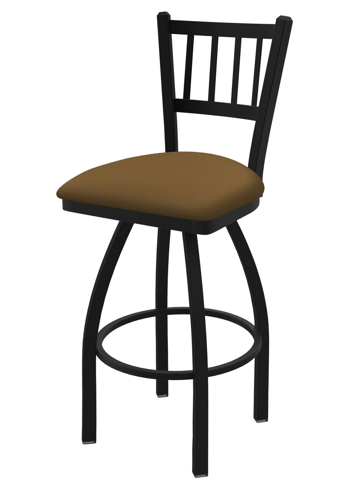 30-Inch Swivel Bar Stool with Black Wrinkle Finish and Canter Saddle Seat B98733