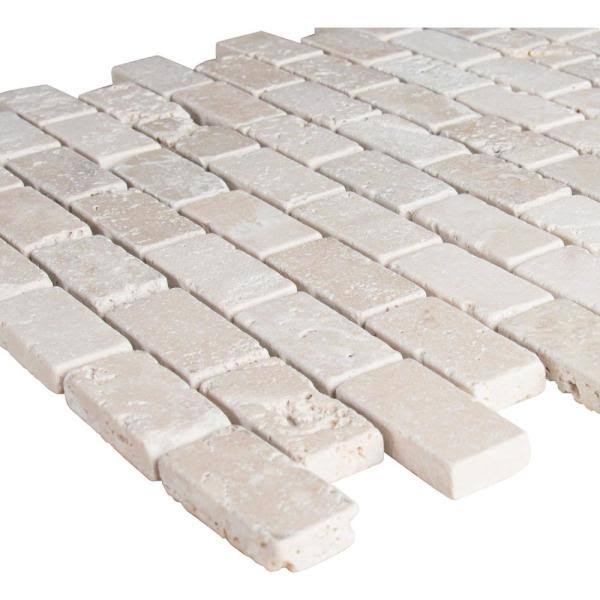 Tumbled Travertine Mesh-Mounted Mosaic Tile W763