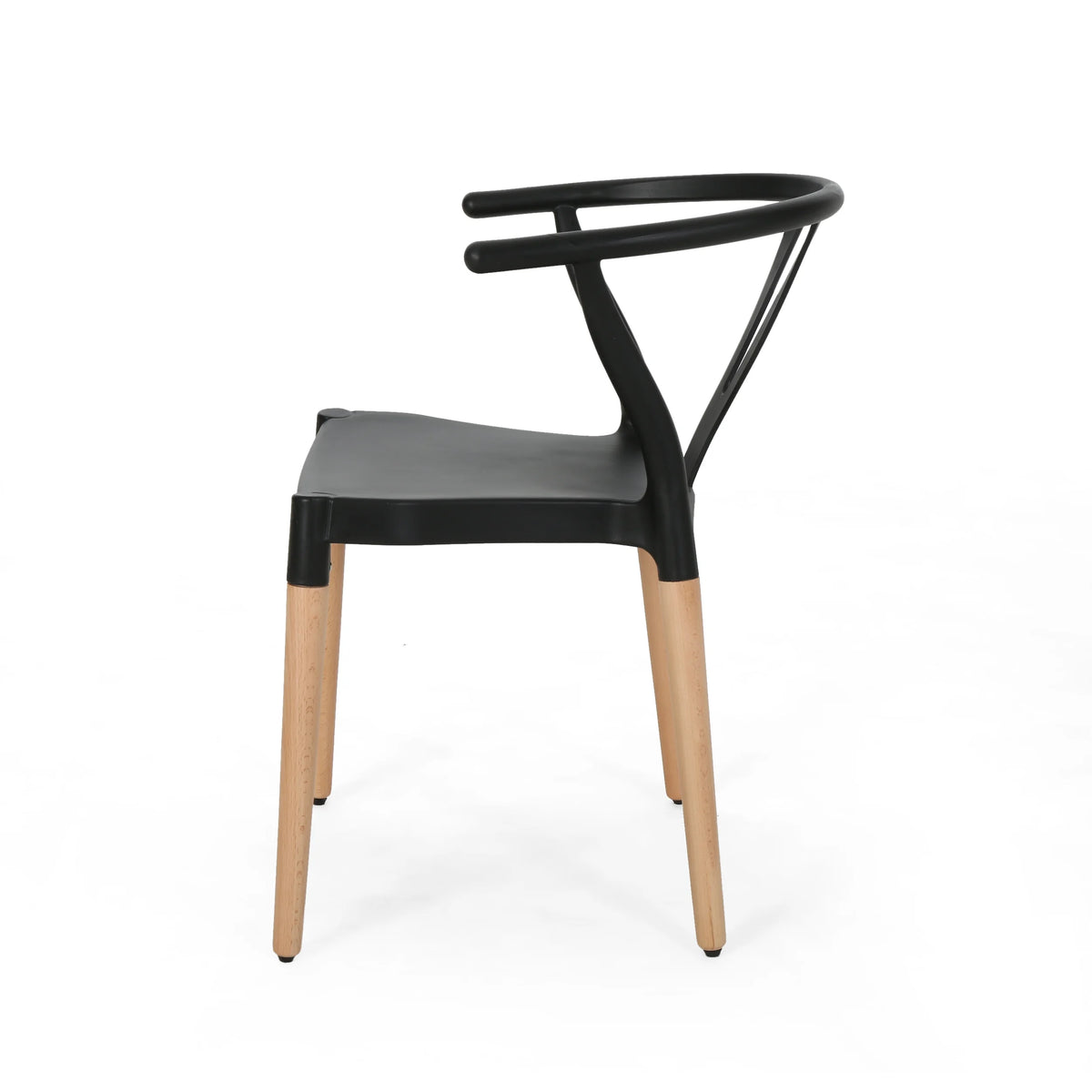 Black and Natural Finish Beech Wood Dining Chair Set of 2 N46521