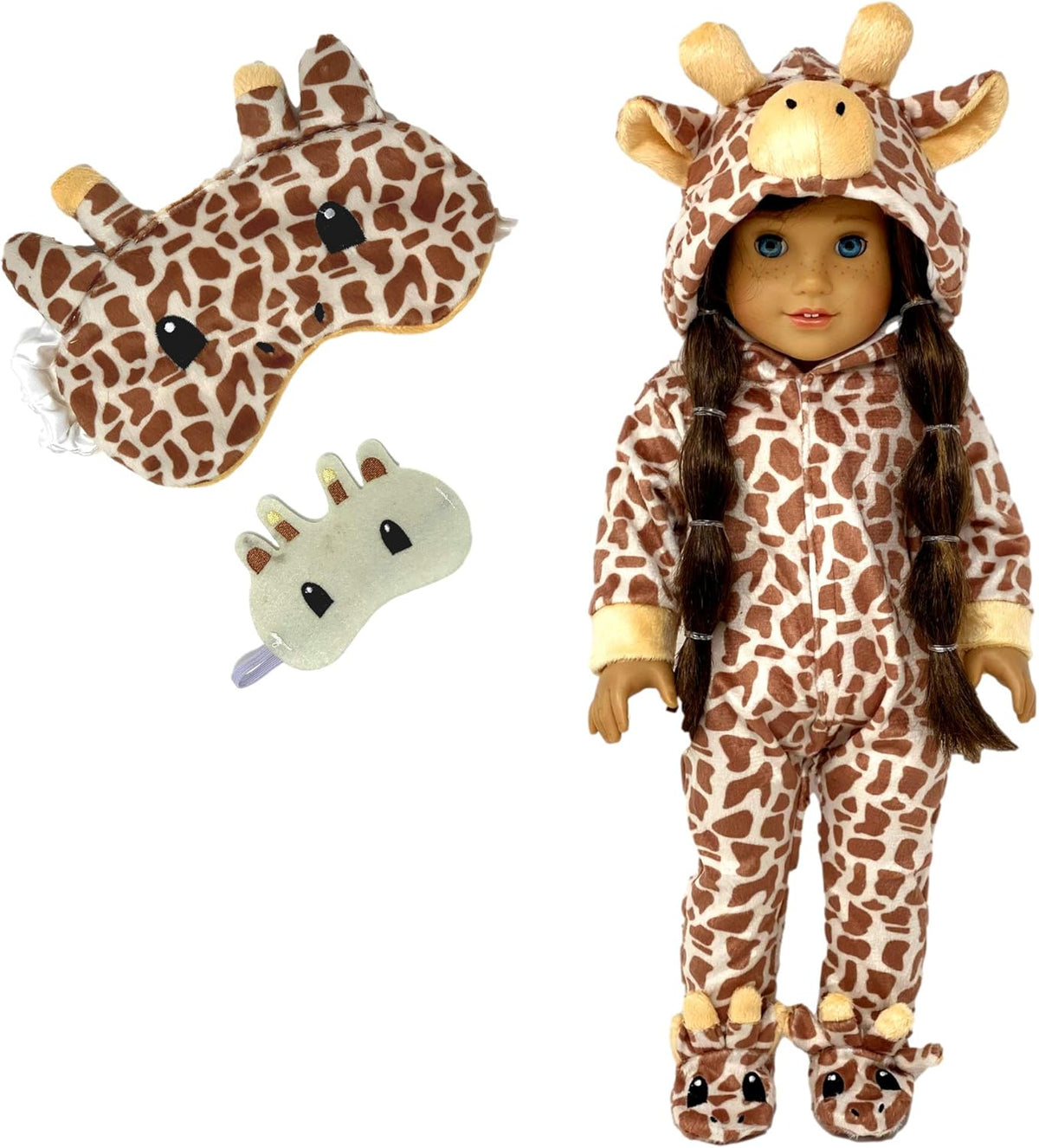 Panda Onesie Pajama with Matching Sleepover Masks for 18 inch Dolls P470731