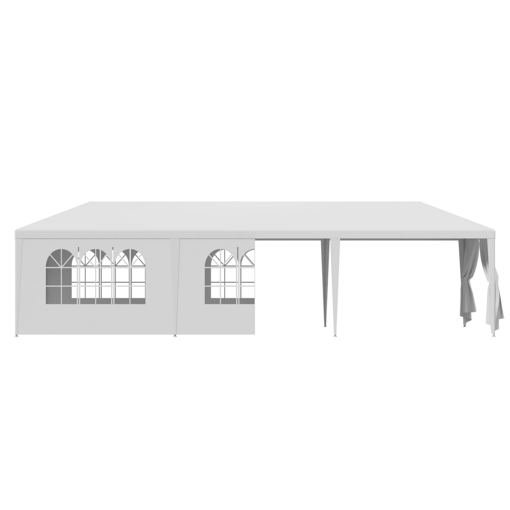 10'x30' White Outdoor Gazebo Canopy with 8 Removable Walls E603976