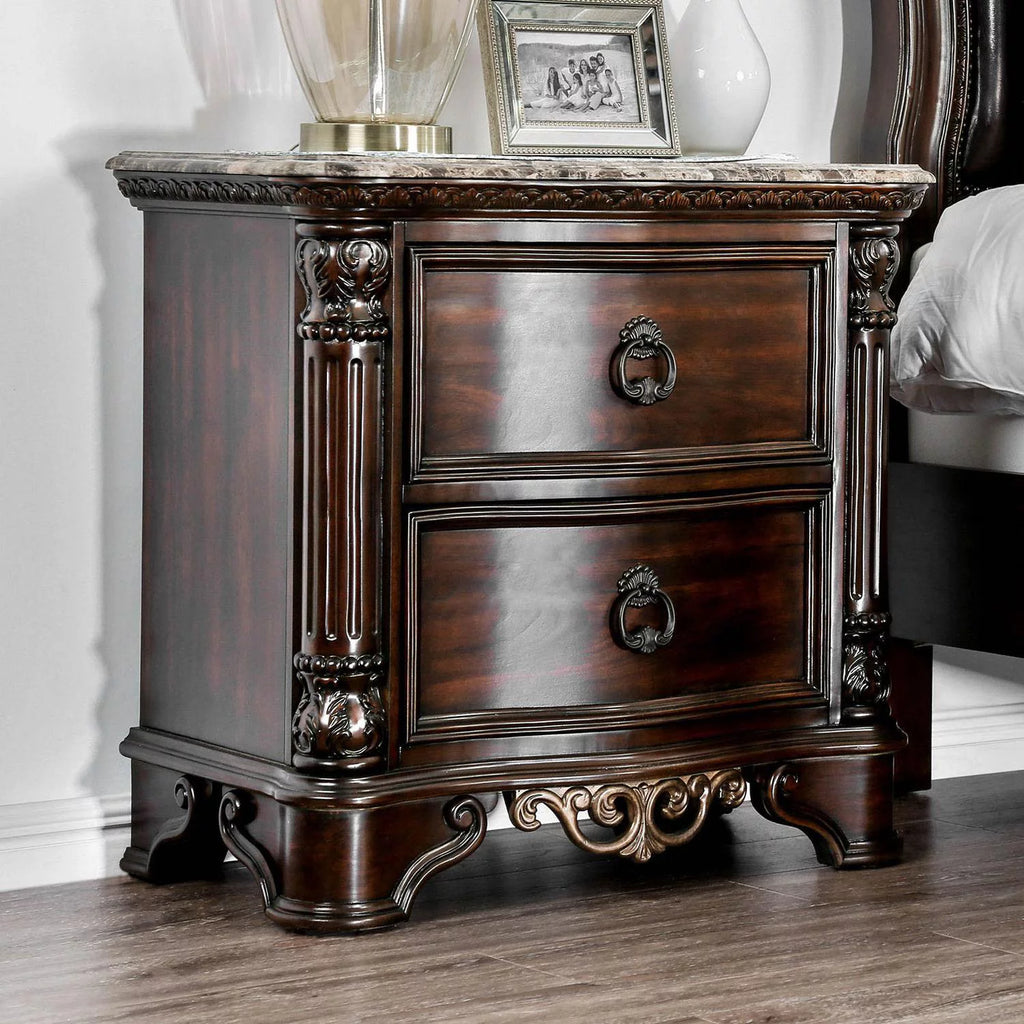 Brown Cherry Solid Wood Queen Bedroom Set 3pcs G86397