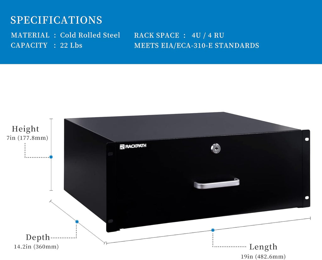 1U Rack Mount Drawer with Lock and Key U417