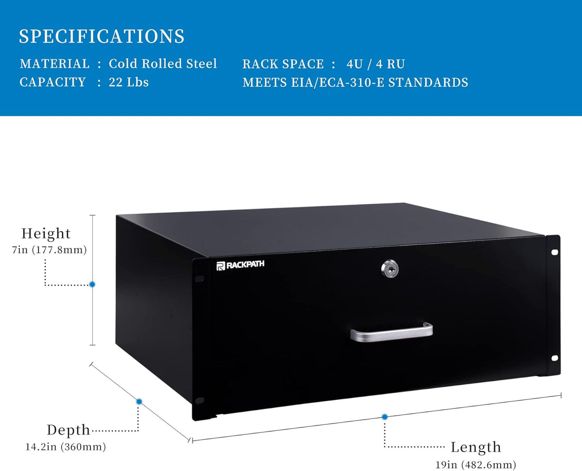 1U Rack Mount Drawer with Lock and Key U417