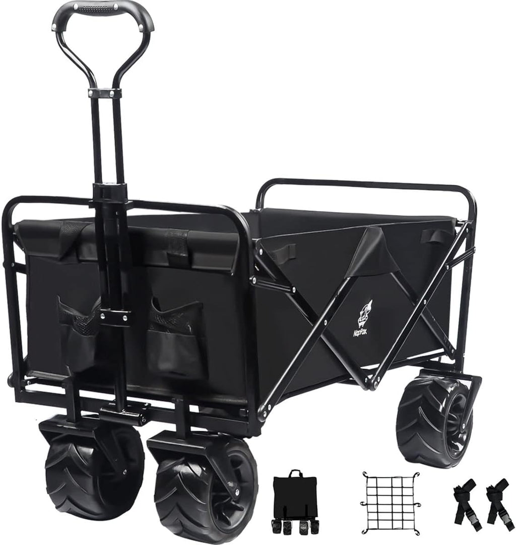 Collapsible Heavy Duty Beach Wagon Cart with Universal Wheels Adjustable Handle S57305
