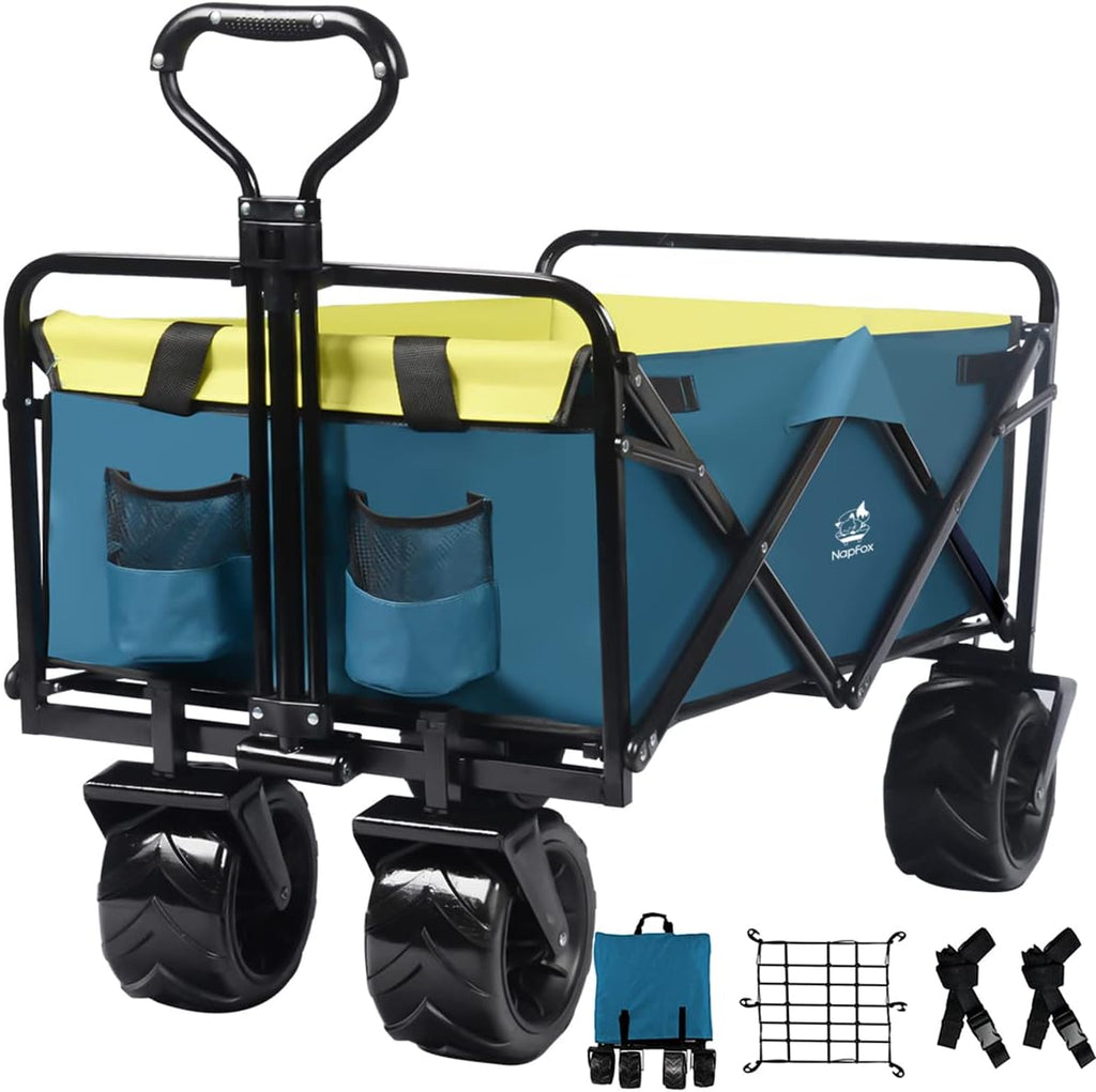 Collapsible Heavy Duty Beach Wagon Cart with Universal Wheels Adjustable Handle S57305