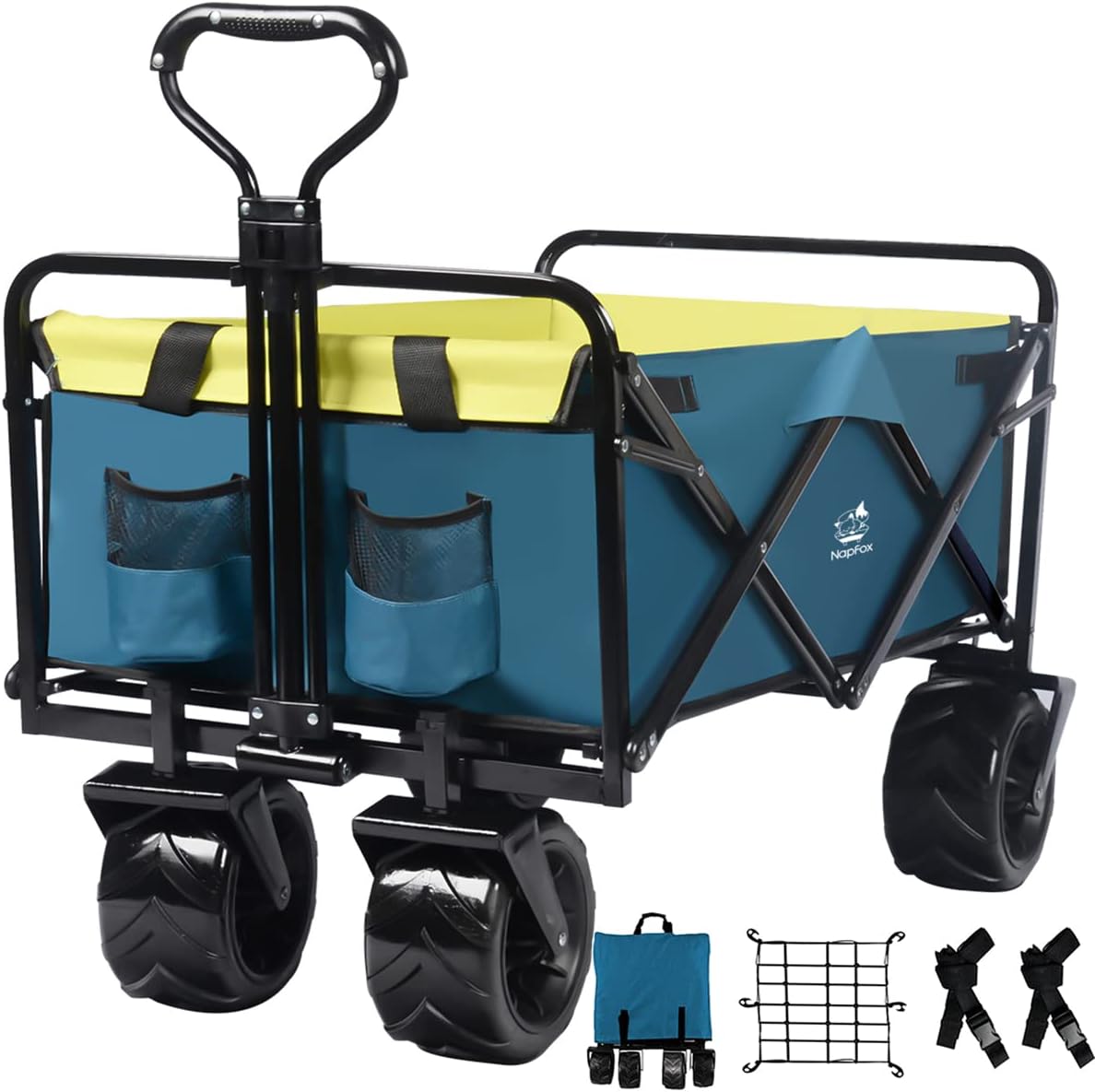 Collapsible Heavy Duty Beach Wagon Cart with Universal Wheels Adjustable Handle S57305