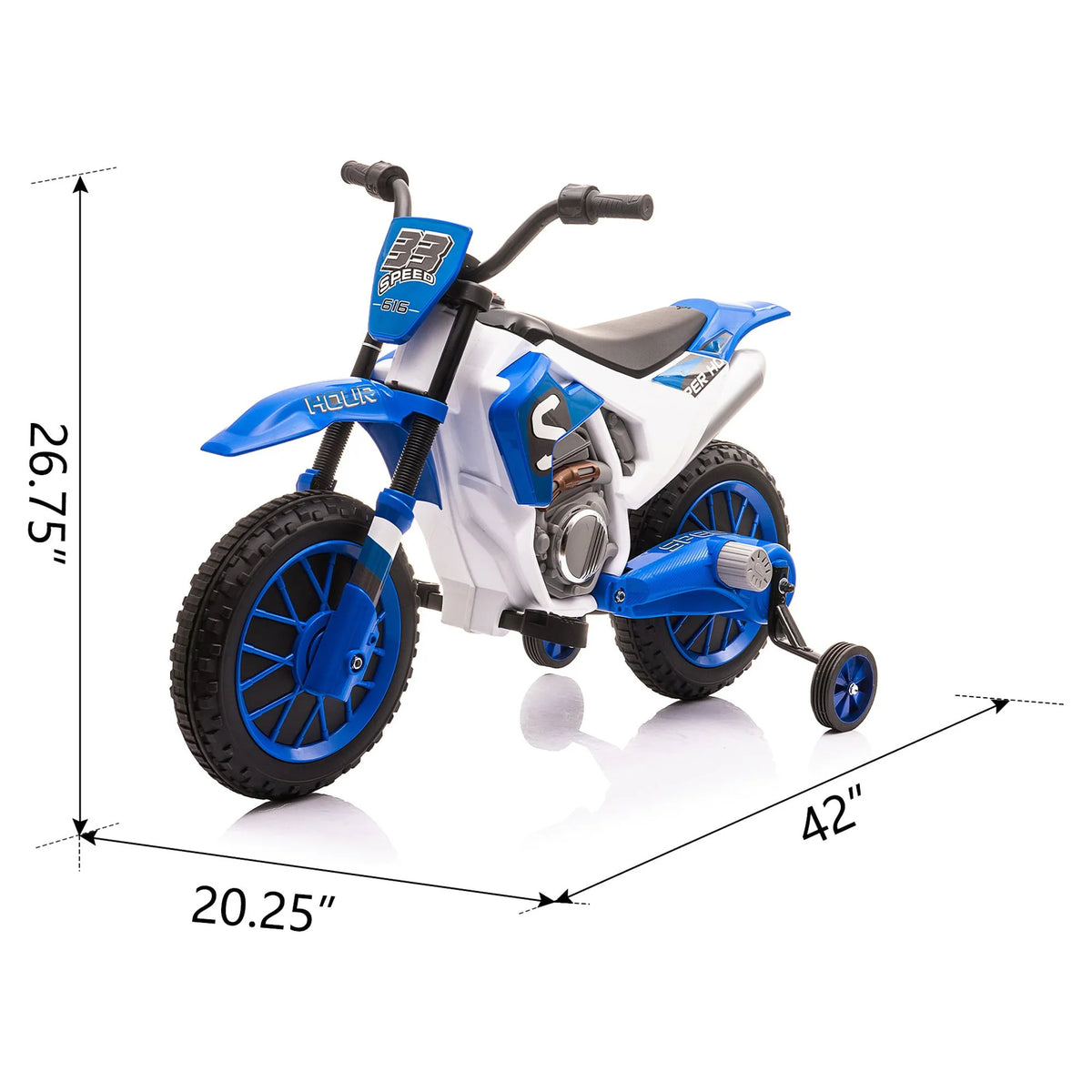 12V Kids Off-Road Ride on Dirt Bike with Training Wheels, Green E1800