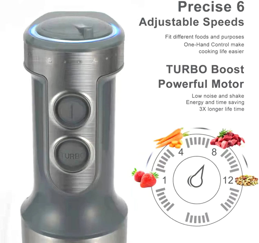 800W 6-Speed Hand Blender with 500ml Food Chopper J956