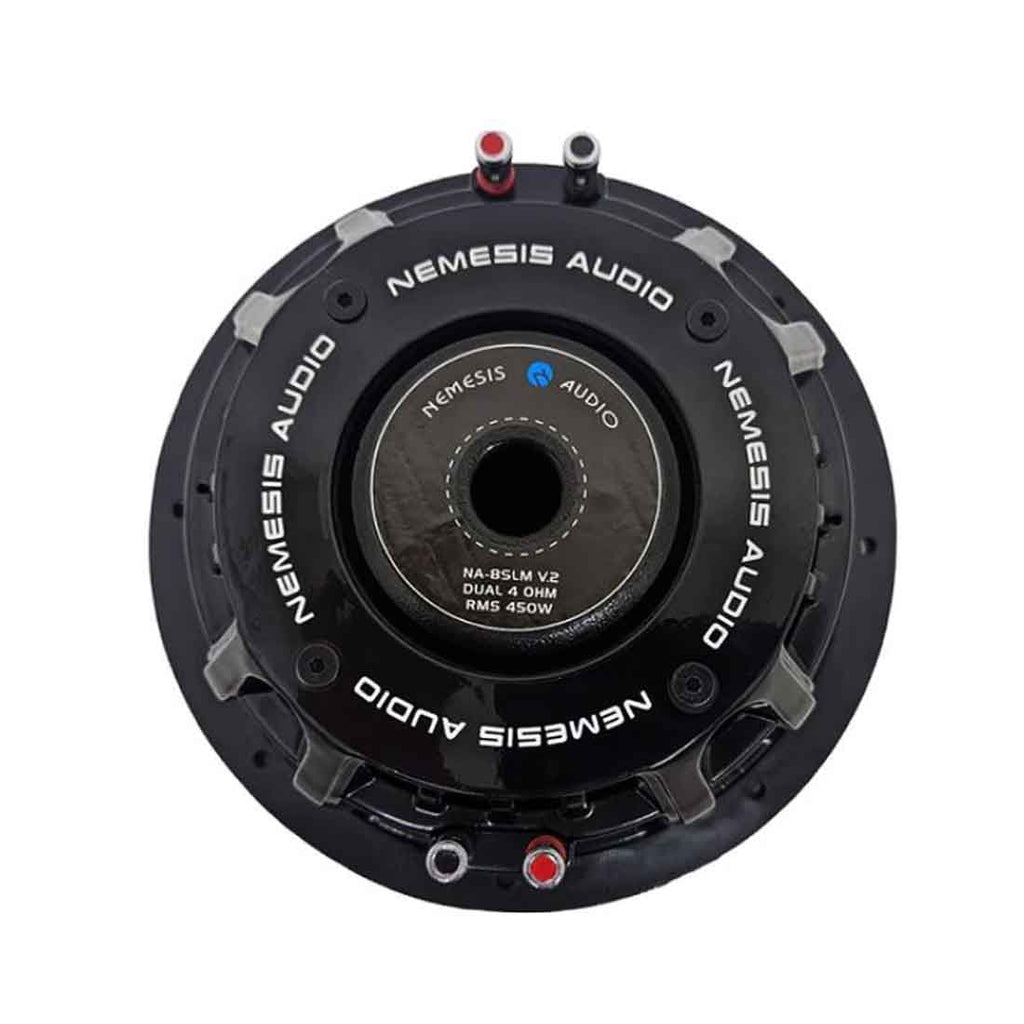 8" 450W RMS Dual 4-Ohm DVC Shallow Mount Subwoofer F8990
