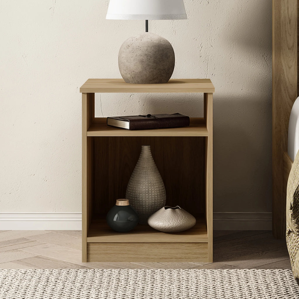 White Open Shelf Nightstand V7619