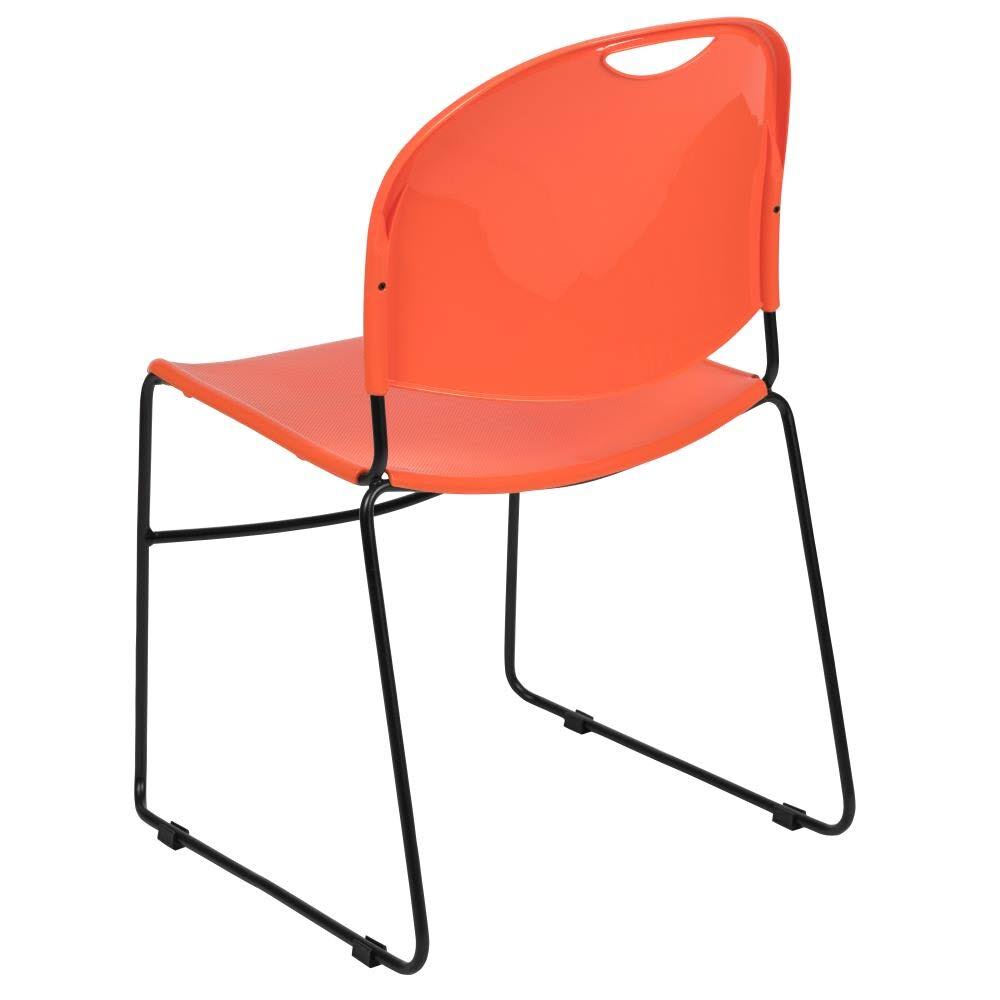 Orange Ultra-Compact Stack Chair with Black Powder Coated Frame J170
