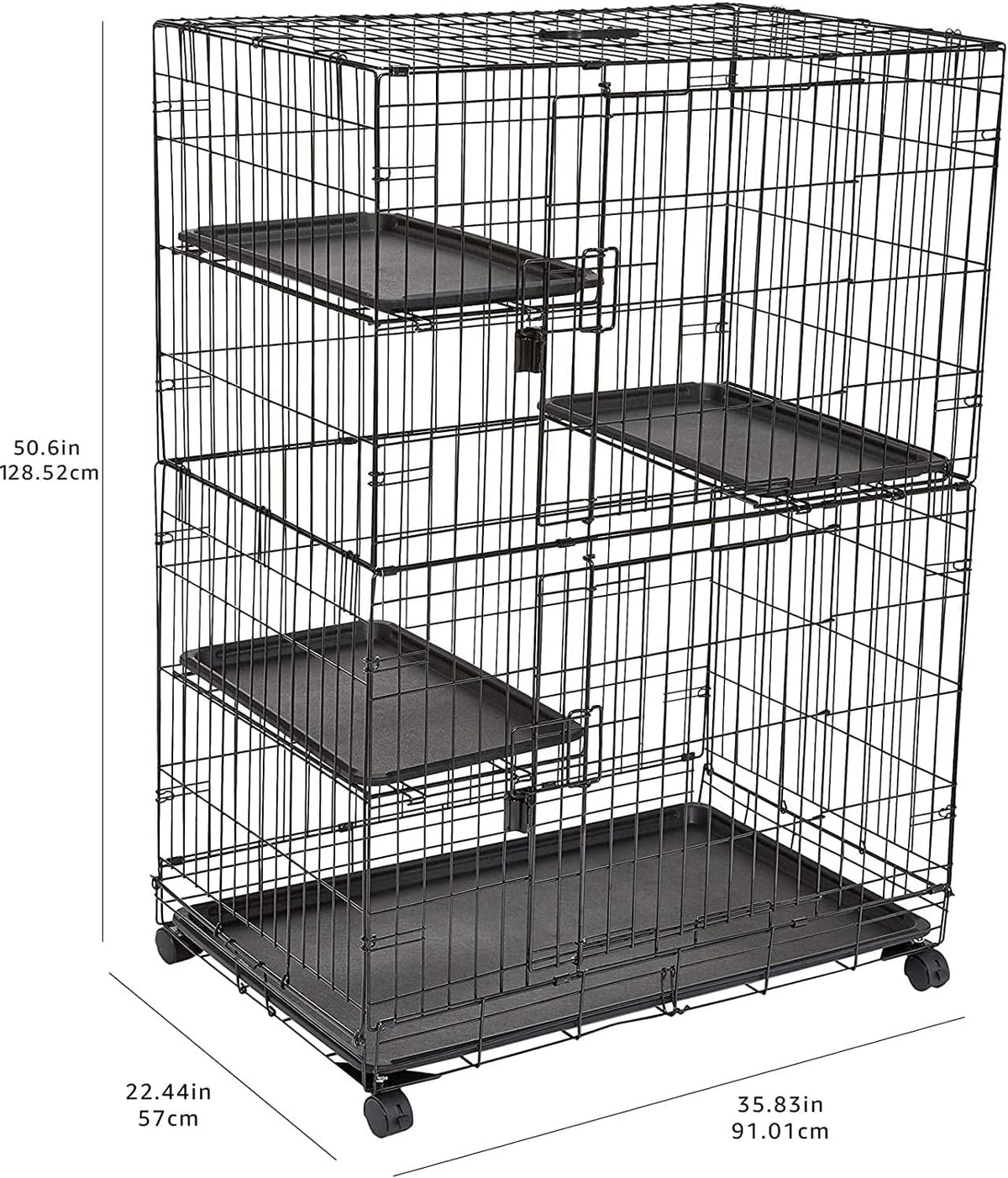 Large 3-Tier Cat Playpen Cage Crate Kennel, Black D135935