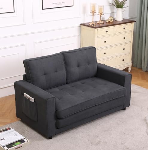 Dark Gray Upholstered Convertible Futon Sofa Bed Y967384