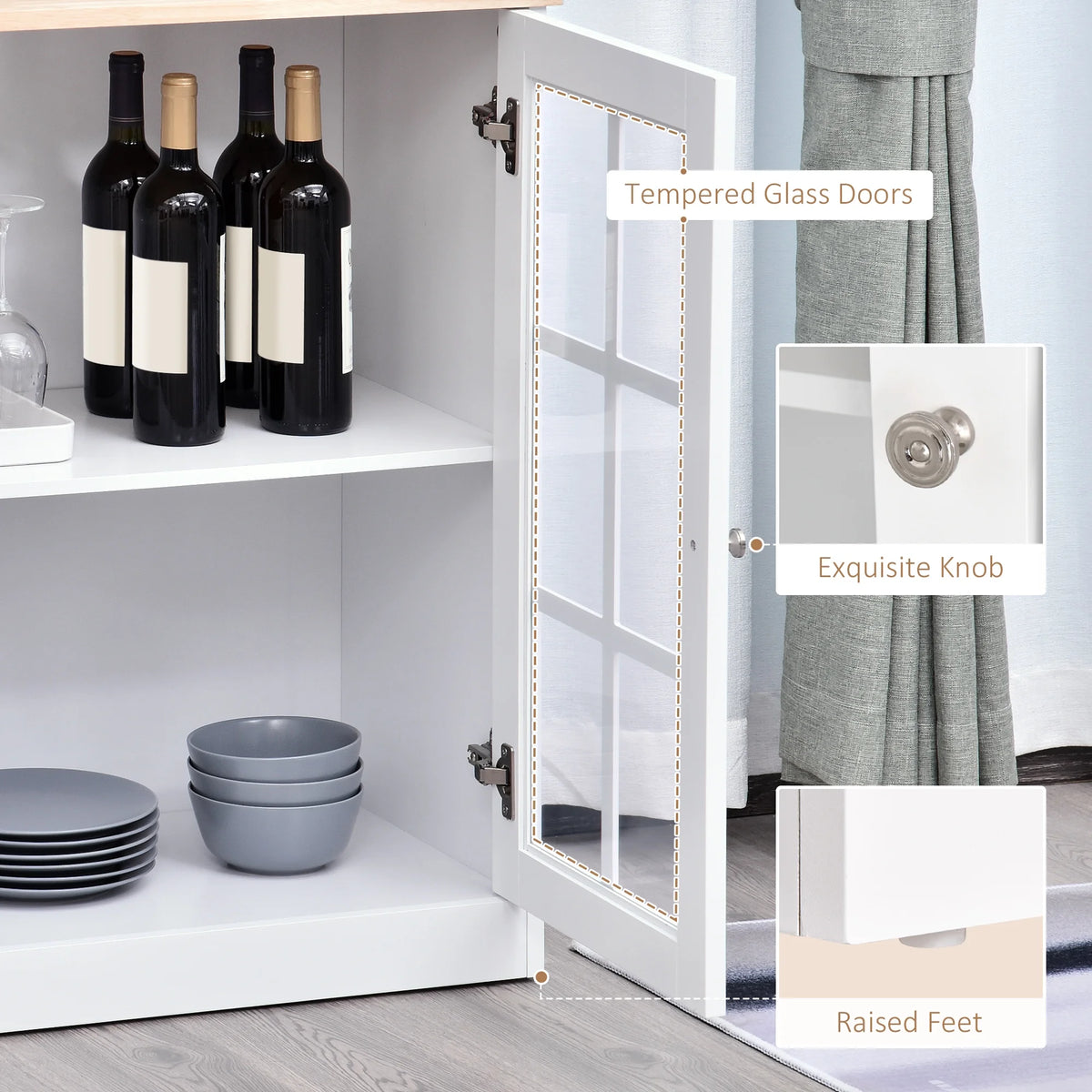 White Kitchen Buffet with Hutch N334285