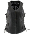Black Leather Vest with Side Lace Adjustment L253