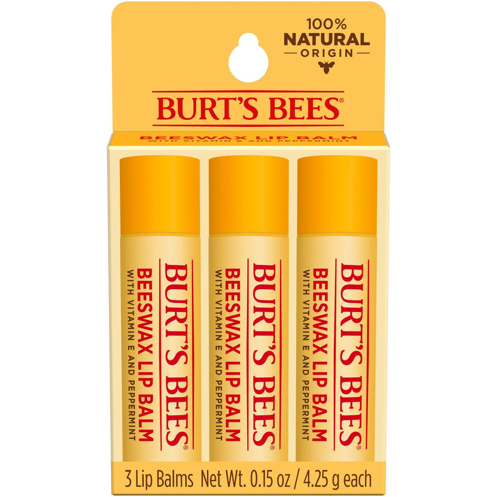 Natural Moisturizing Lip Balm with Beeswax, Vitamin E & Peppermint Oil, 4 Count U41463